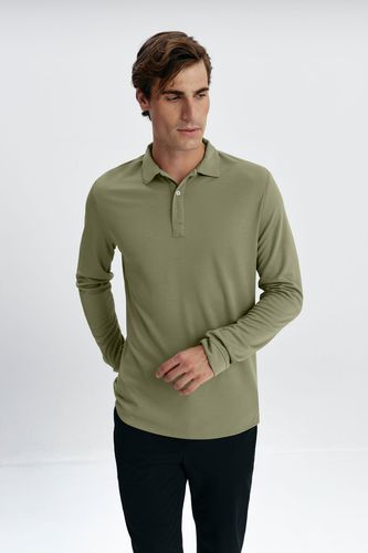 Polo hombre manga larga verde malaquita - Sepiia - Modalova