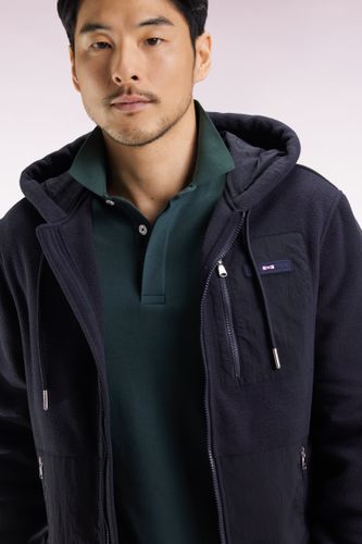 Sweatshirt Zippé À Capuche Bimatière Marine Coupe Droite - Eden Park - Modalova