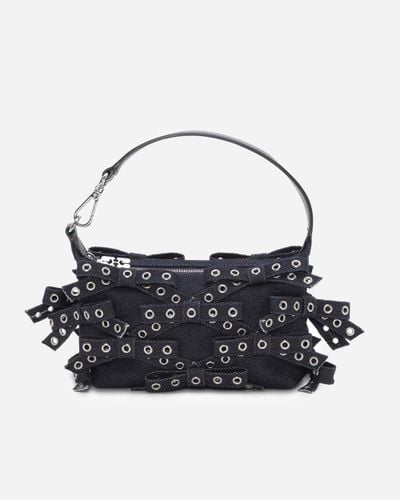 Butterfly Small Pouch Bow Eyelet Denim ONE SIZE - Dark - Ganni - Modalova