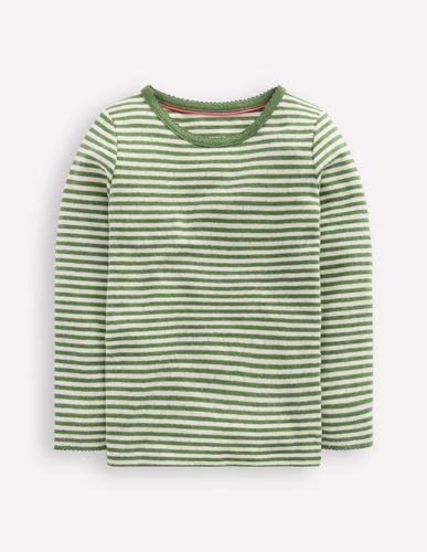 Top manches longues en pointelle-Rayé vert safari - Boden - Modalova