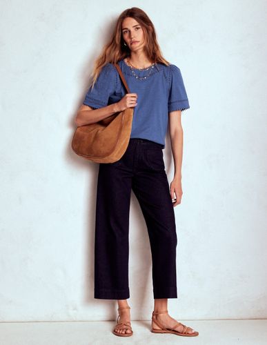 Top Mila à détails en dentelle-Bleu denim - Boden - Modalova