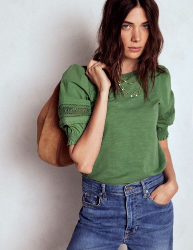 Top Lottie à manches bouffantes-Vert triton - Boden - Modalova