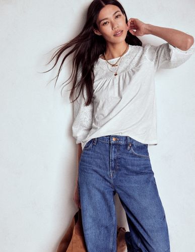 Top May avec broderie anglaise-Blanc - Boden - Modalova