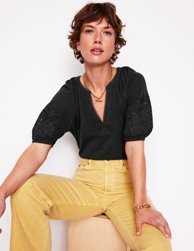 Top ajouré à col cranté-Noir - Boden - Modalova