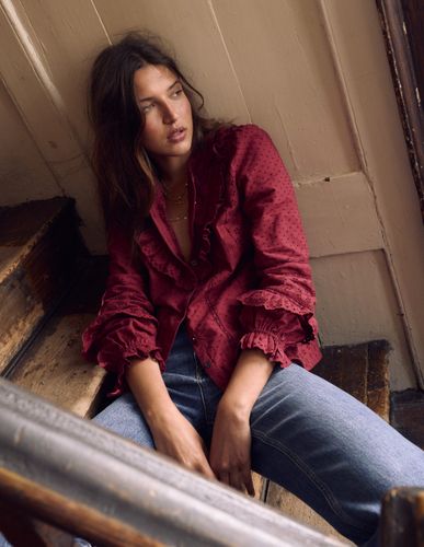 Top volanté à broderie anglaise-Rouge rubis - Boden - Modalova