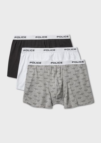 Mens Veller Blk/Wht/Grey 3 Pk Boxers - Police - Modalova