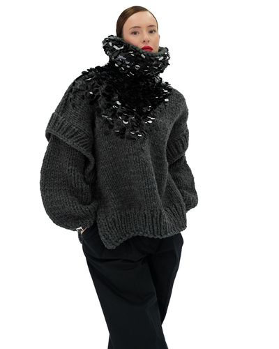 Sequins Neck Sweater - Mumshandmade - Modalova