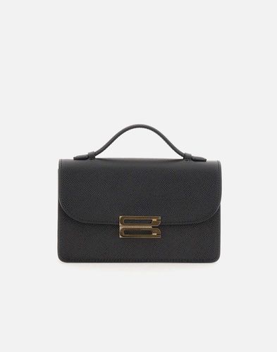 Schwarze Kalbsleder Schultertasche kompakt - Victoria Beckham - Modalova