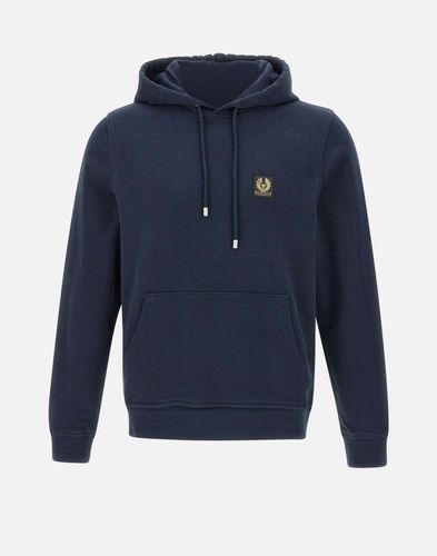 Herren Baumwoll-Fleece-Hoodie in Tintenblau - Belstaff - Modalova