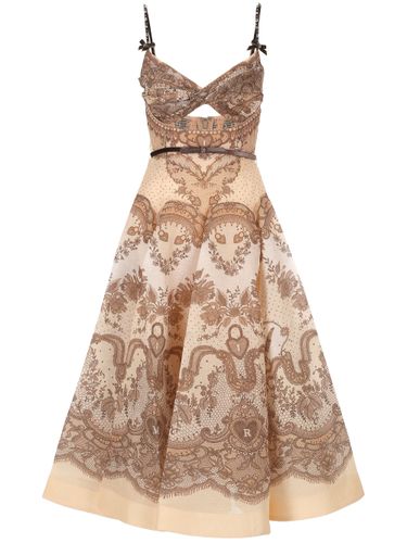 Blush Beige Blumen Midi Kleid - Zimmermann - Modalova