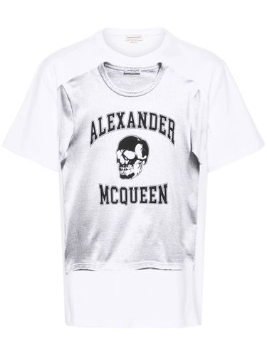 Grafisches Totenkopf-Print Baumwoll-T-Shirt - Alexander McQueen - Modalova