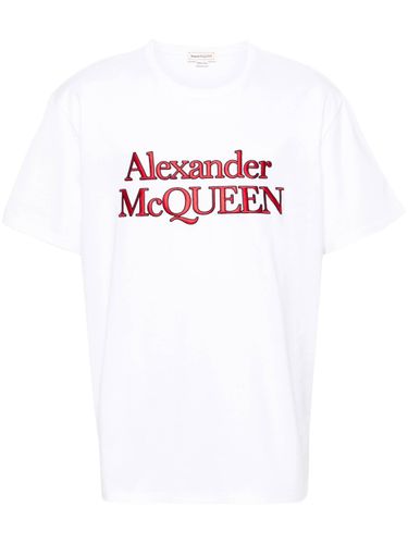 Weißes Baumwoll-Jersey-T-Shirt mit Logo - Alexander McQueen - Modalova