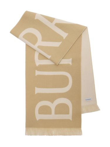 Sandfarbener Wollschal mit Jacquard-Logo - Burberry - Modalova