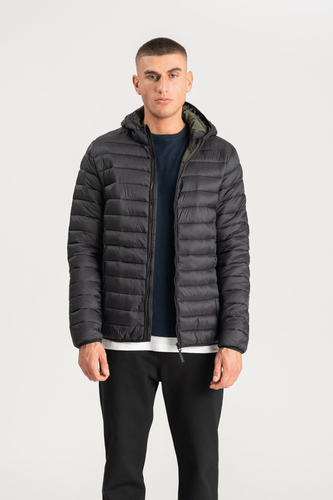 Leichte Pufferjacke mit Kapuze - Schwarz - Mann - TeeShoppen - Modalova