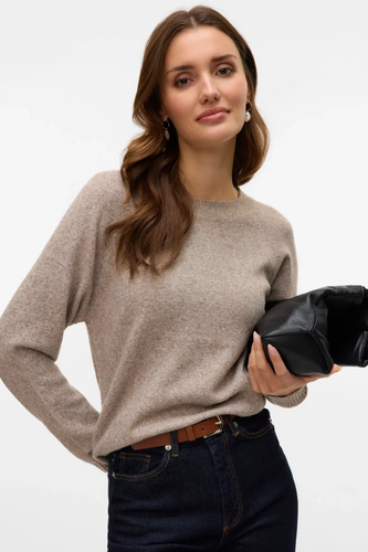 Doffy Oausschnittbluse – Moon Rock Melange - Size S - Damen Bluse - Vero Moda - Modalova