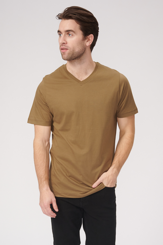 Basic Vneck T -Shirt - Olive - Mann - TeeShoppen - Modalova