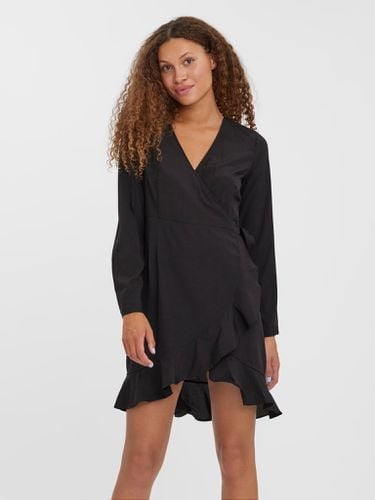 Henna Wrap Frill Kleid - schwarz - Vero Moda - Modalova