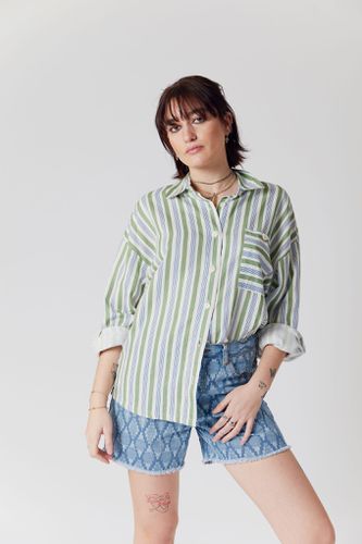 HANAKO Organic Linen Shirt Sage Green Stripe, SIZE 1 / UK 8 / EUR 36 - KOMODO - Modalova