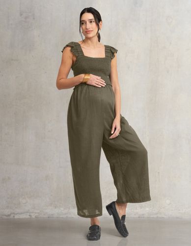 Linen-Blend Maternity + Nursing Jumpsuit - Seraphine - Modalova