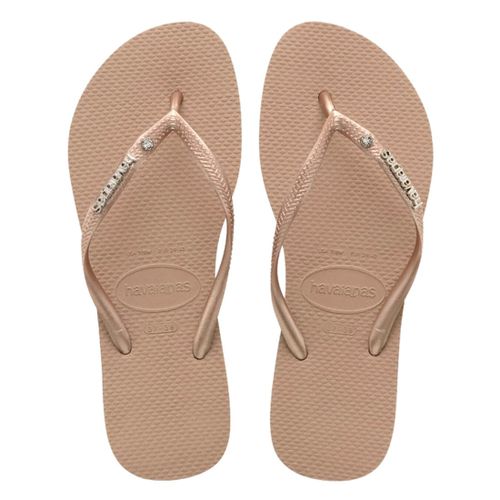 Womens Slim Metal Logo & Crystal Flip Flop Sandals - Havaianas - Modalova