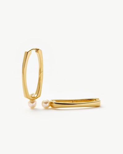 Button Pearl Ovate Hoop Earrings | 18ct Gold Plated/Pearl - Missoma - Modalova