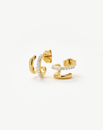 Classic Double Huggies | 18ct Gold Vermeil/Cubic Zirconia - Missoma - Modalova