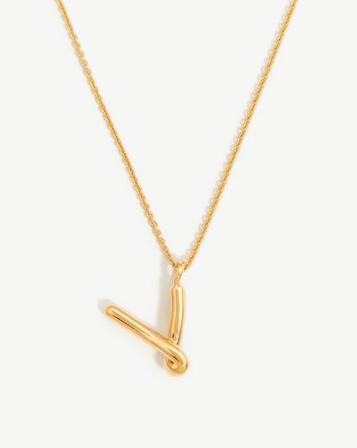 Curly Molten Initial Pendant Necklace - Initial V | 18ct Gold Vermeil - Missoma - Modalova