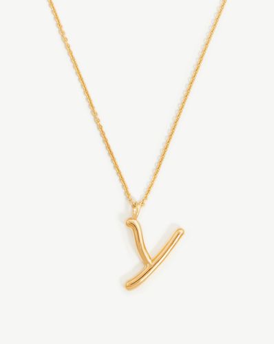 Curly Molten Initial Pendant Necklace - Initial Y | 18ct Gold Vermeil - Missoma - Modalova