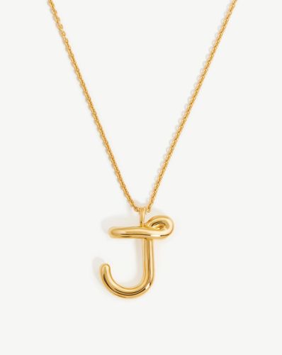 Curly Molten Initial Pendant Necklace - J | 18ct Gold Vermeil - Missoma - Modalova