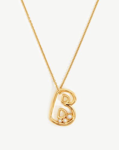 Chubby Pearl Initial Pendant Necklace - Initial B | 18ct Gold Vermeil/Pearl - Missoma - Modalova