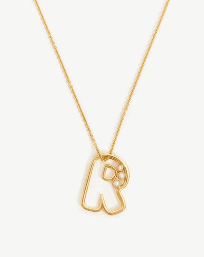 Chubby Pearl Initial Pendant Necklace - Initial R | 18ct Gold Vermeil/Pearl - Missoma - Modalova