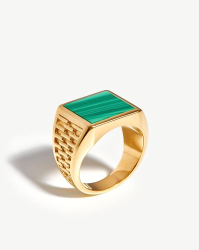 Fused Woven Gemstone Square Signet Ring | 18ct Gold Vermeil/Malachite - Missoma - Modalova