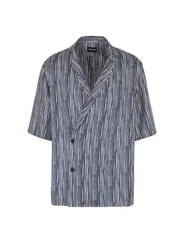 Short sleeved shirt in printed silk - - Man - Giorgio Armani - Modalova