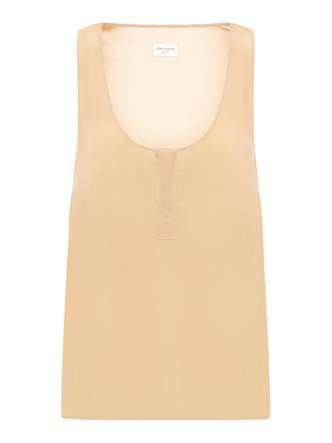 HENLEY TANK TOP IN CREPE DE CHINE DE SOIE - Woman - Saint Laurent - Modalova