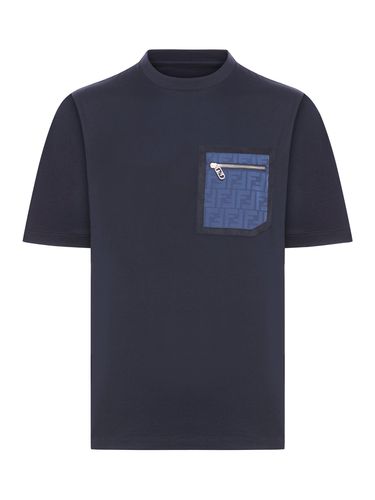 Blue cotton T-shirt - Fendi - Man - Fendi - Modalova
