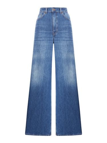 WIDE LEG DENIM JEANS - Woman - Chloe` - Modalova