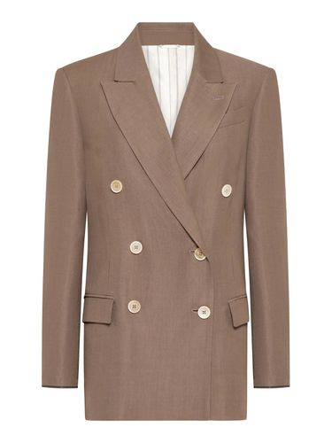 FLUID TWILL JACKET WITH SHINY CUFFS - Woman - Brunello Cucinelli - Modalova