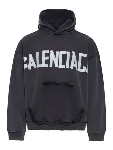 MEN`S TAPE TYPE RIPPED POCKET HOODIE IN FADED - Man - Balenciaga - Modalova