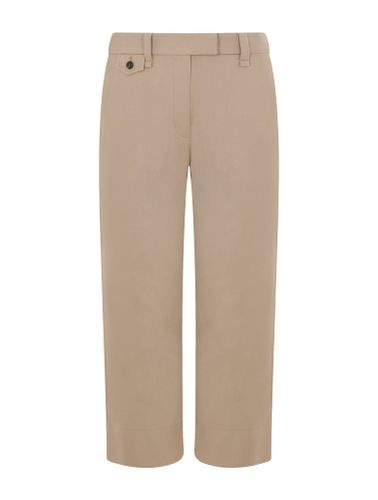 COTTON AND LINEN COVER CROP CHINO TROUSERS - Woman - Brunello Cucinelli - Modalova