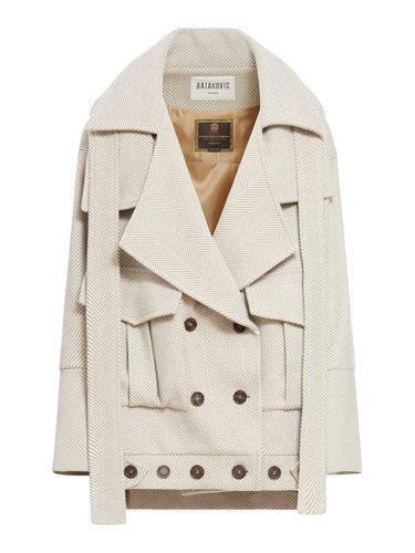 Asymmetric coat in herringbone fabric - Woman - Batakovic - Modalova