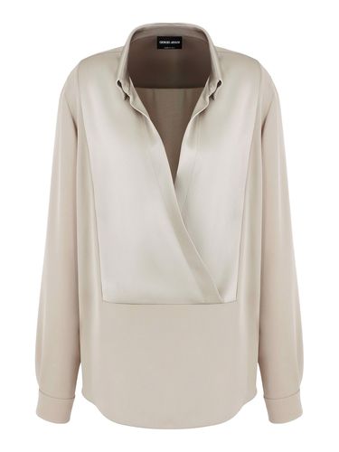 Draped silk long-sleeve blouse - Woman - Giorgio Armani - Modalova