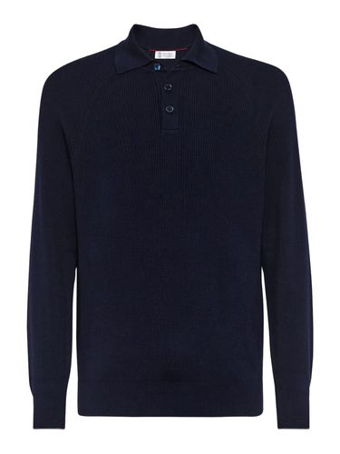 Cotton knit polo shirt - Man - Brunello Cucinelli - Modalova