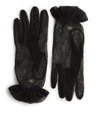 VLOGO SIGNATURE GLOVES IN COTTON AND TULLE - Woman - Valentino Garavani - Modalova