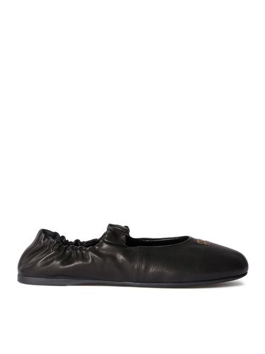 LEATHER BALLERINAS WITH LOGO - Woman - Miu Miu - Modalova