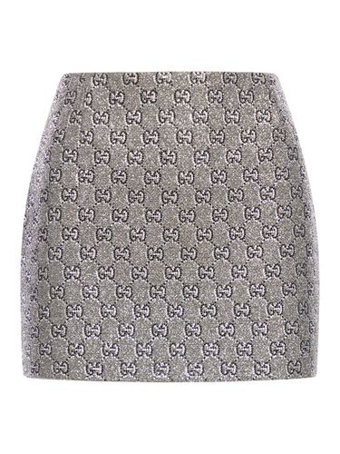 EMBROIDERED MINI SKIRT IN WOOL TWEED GG - Woman - Gucci - Modalova