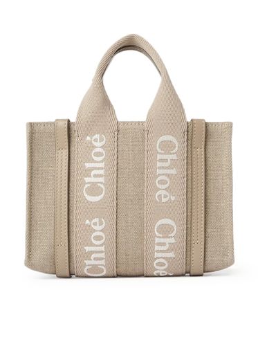 TOTE BAG MINI WOODY IN LINEN AND LEATHER - Woman - Chloe` - Modalova