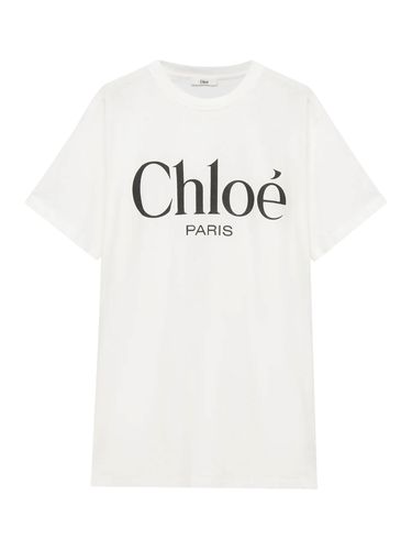 OVERSIZED T-SHIRT WITH LOGO IN COTTON JERSEY - Woman - Chloe` - Modalova