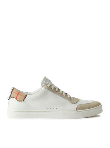 Sneaker in leather, suede and cotton with tartan motif - - Man - Burberry - Modalova