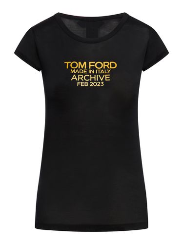 SILK JERSEY FITTED T-SHIRT WITH LOGO - - Woman - Tom Ford - Modalova