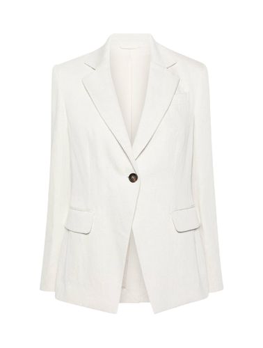 Single-breasted cotton blend blazer - - Woman - Brunello Cucinelli - Modalova